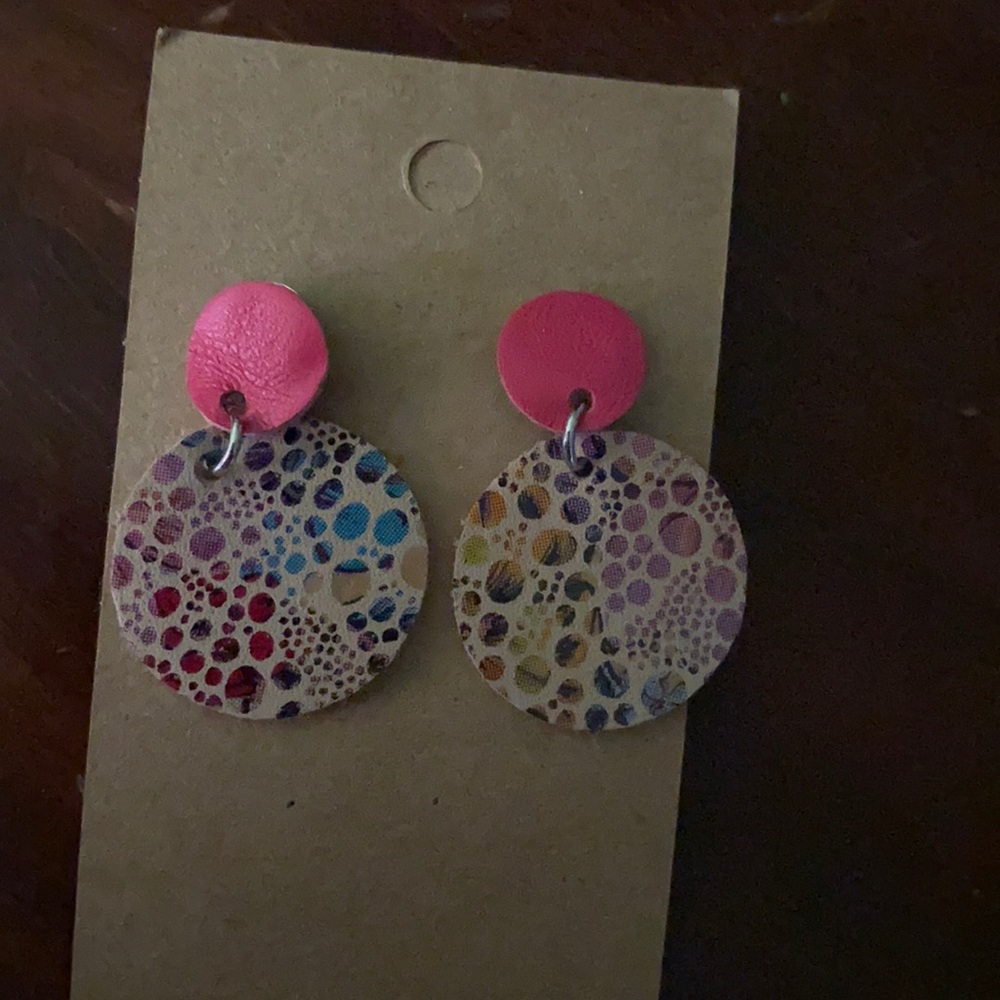 Colorful leather earrings